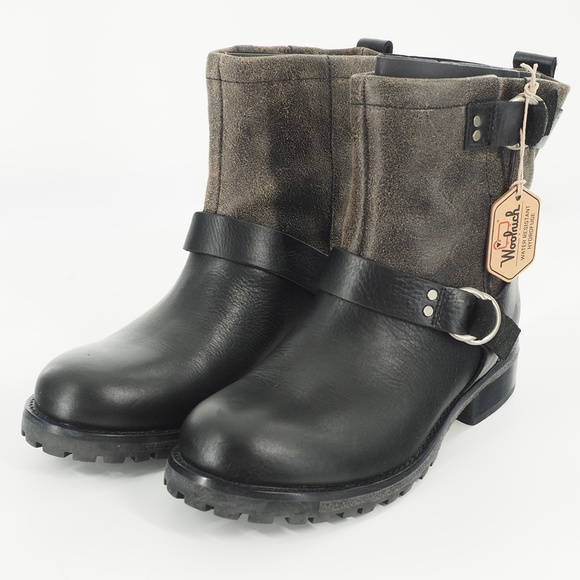 Woolrich Baltimore Black Crackle Leather Boot Women's Size 10 - Picture 2 of 9